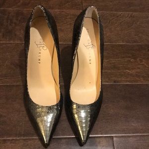 Metallic gunmetal stiletto size 10